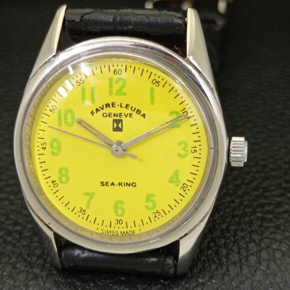 Vintage 1980 Favre Leuba Manual Mens Silver Watch W/Leather Strap - Picture 3 of 9